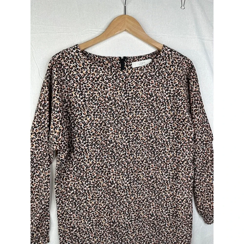 Ann Taylor Loft Peach‎ Multi Color Abstract Print Shift Dress Size S Cheetah